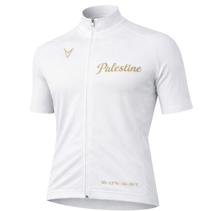 Palestine "Coordinates" Short Sleeve Cycling Jerseys — WHITE EDITION