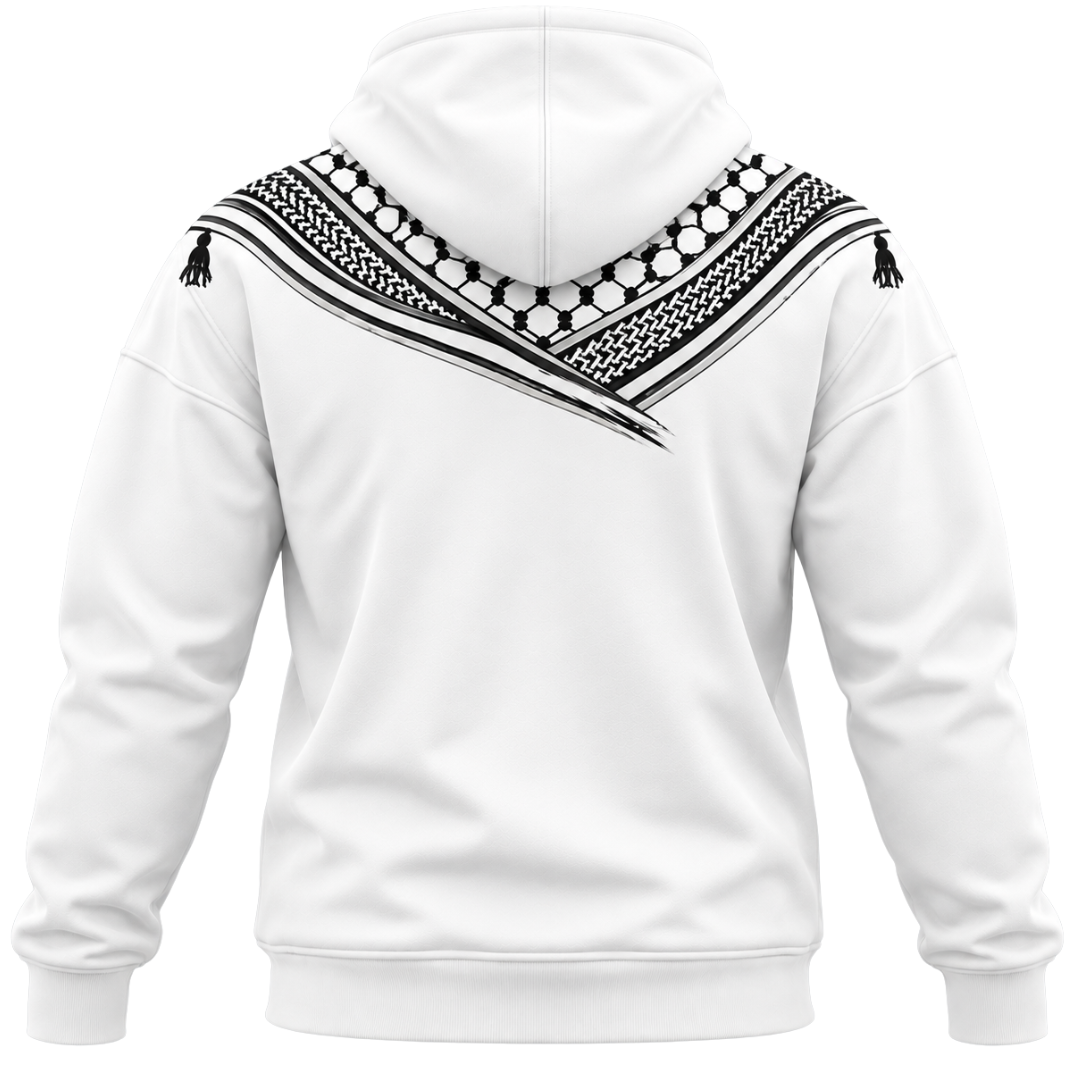 Palestine "White Keffiyeh Code" Hoodie