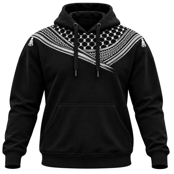 Palestine "Black Keffiyeh Code" Hoodie